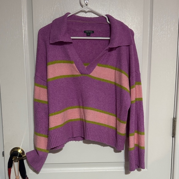 Wild Fable V-Neck Sweater in Purple, Pink, and Green - Picture 2 of 4